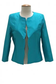 Veste courte pour femme en soie Turquoise

   Fabrication Française

100%  Soie

 


	Veste courte
	Découpe