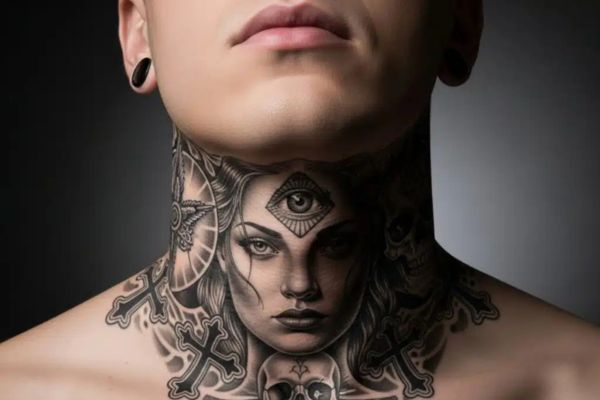 tatouage au cou pour homme